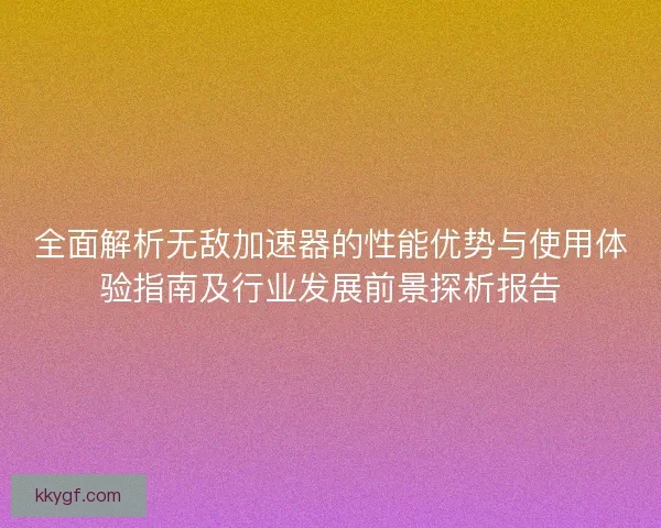 全面解析无敌加速器的性能优势与使用体验指南及行业发展前景探析报告